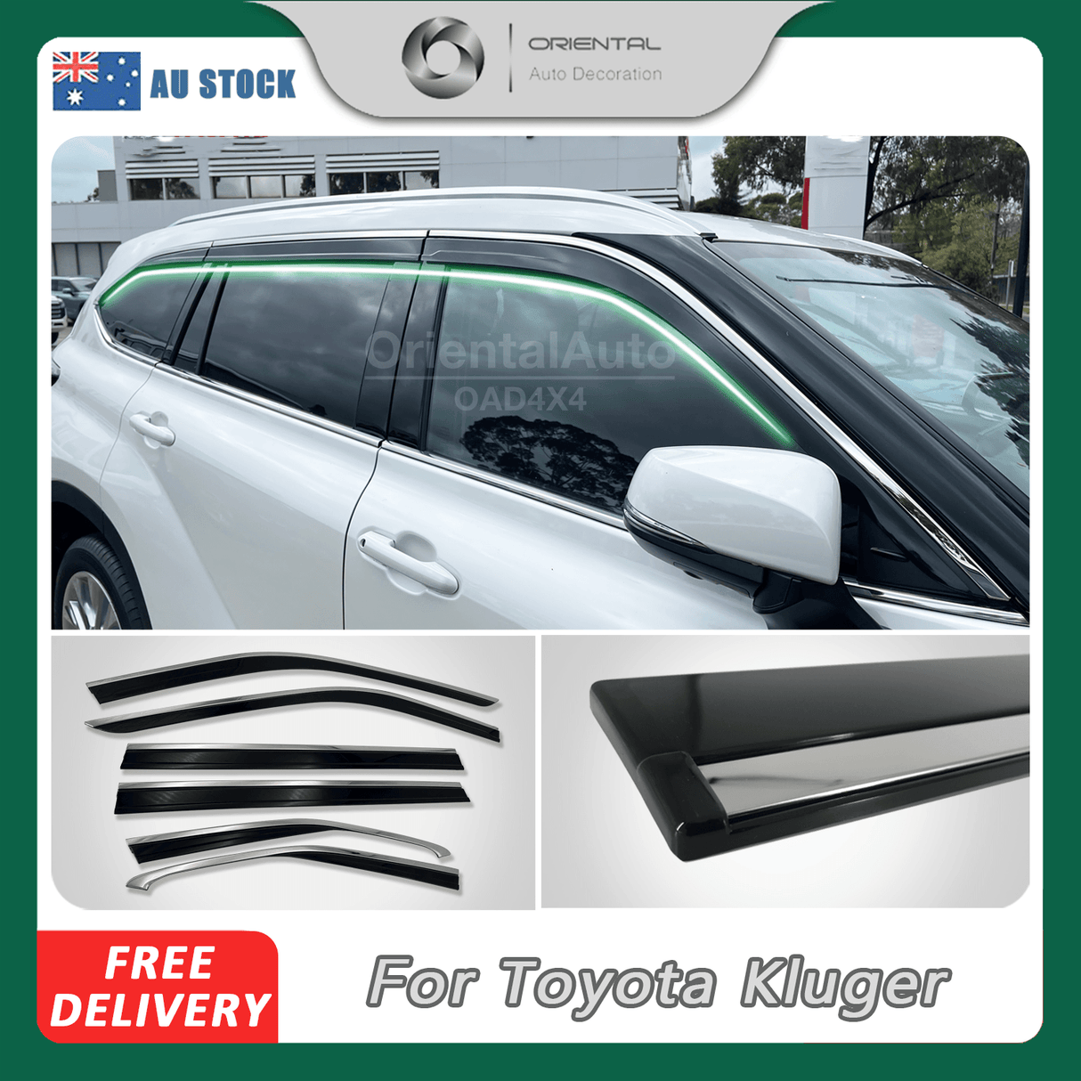 Stainless Edge Weather Shields for Toyota Kluger 2021-Onwards 6PCS