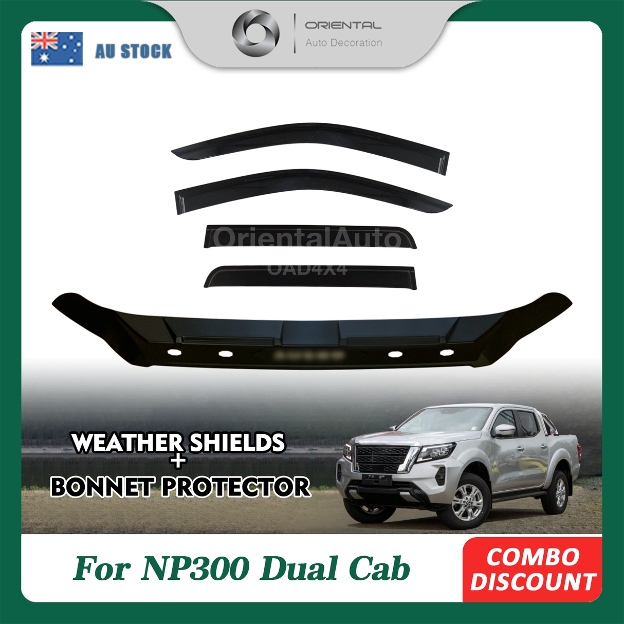 Bonnet Protector & Injection Weather Shield for Nissan Navara NP300 D23 Dual Cab Dec/2020-Onwards MY21+