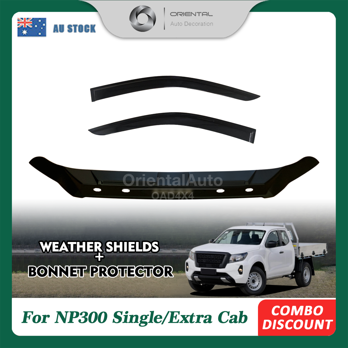 Bonnet Protector & Injection Weather Shield for Nissan Navara NP300 D23 Single/Extra Cab Dec/2020-Onwards MY21+