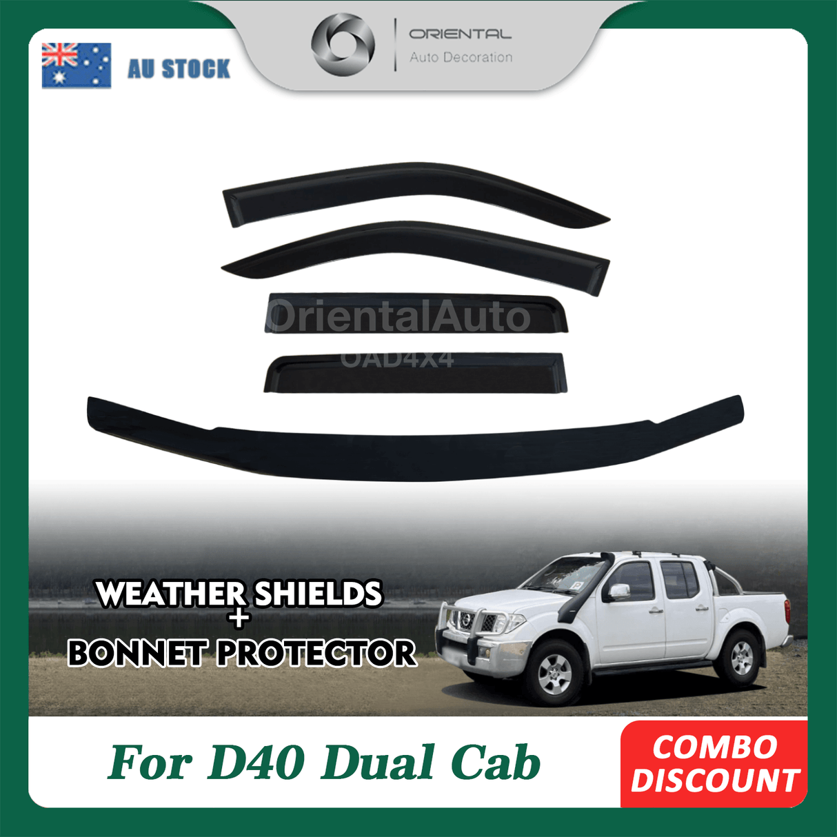 Bonnet Protector & Weather Shields for Nissan Navara D40 Dual Cab 2005-2010 Spanish Model