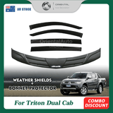 Bonnet Protector & Injection Weather Shield for Mitsubishi Triton Dual Cab 2006-2015