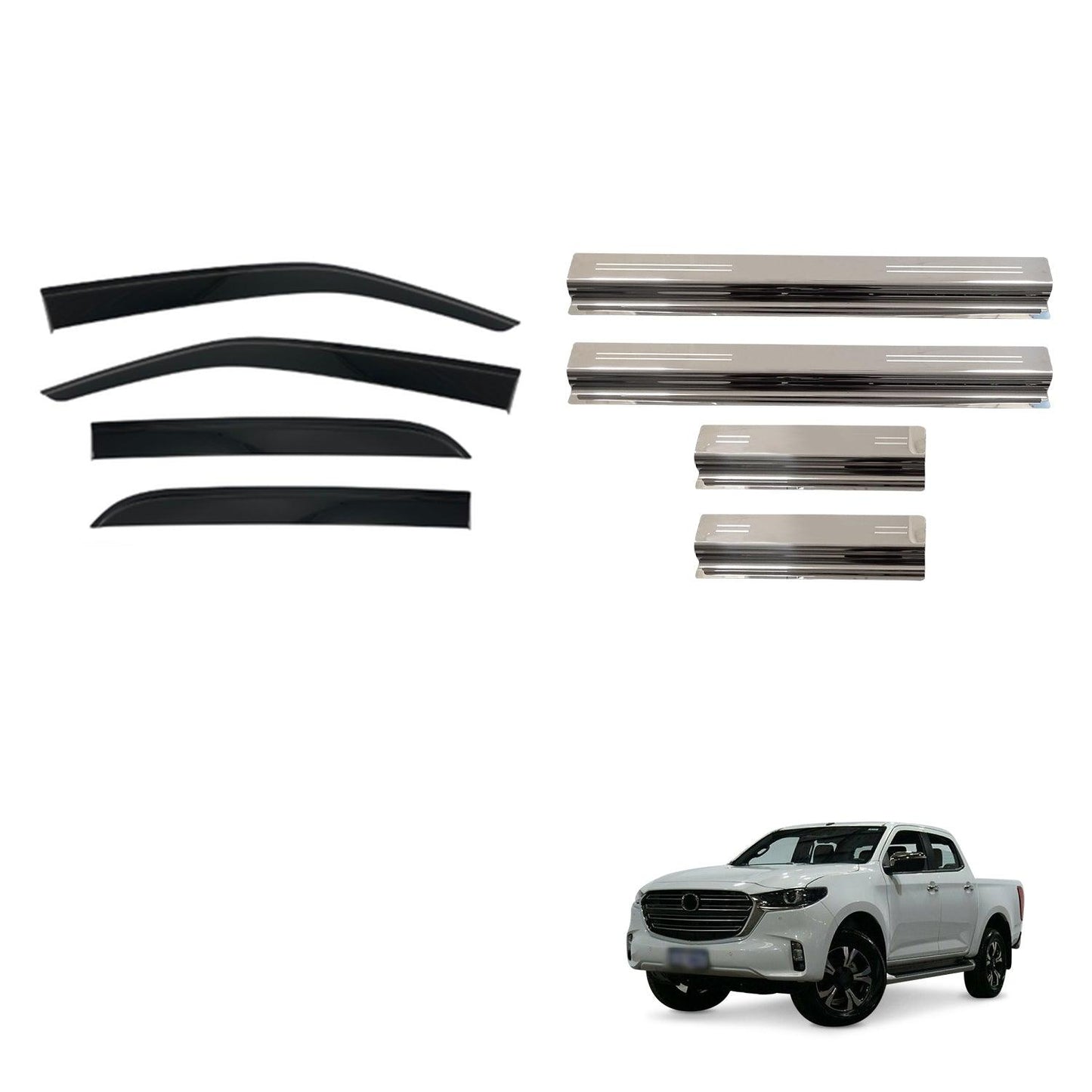 Pre-order Injection Weather Shields & Door Sill Protector For Mazda BT-50 BT50 Dual Cab 2020-Onwards