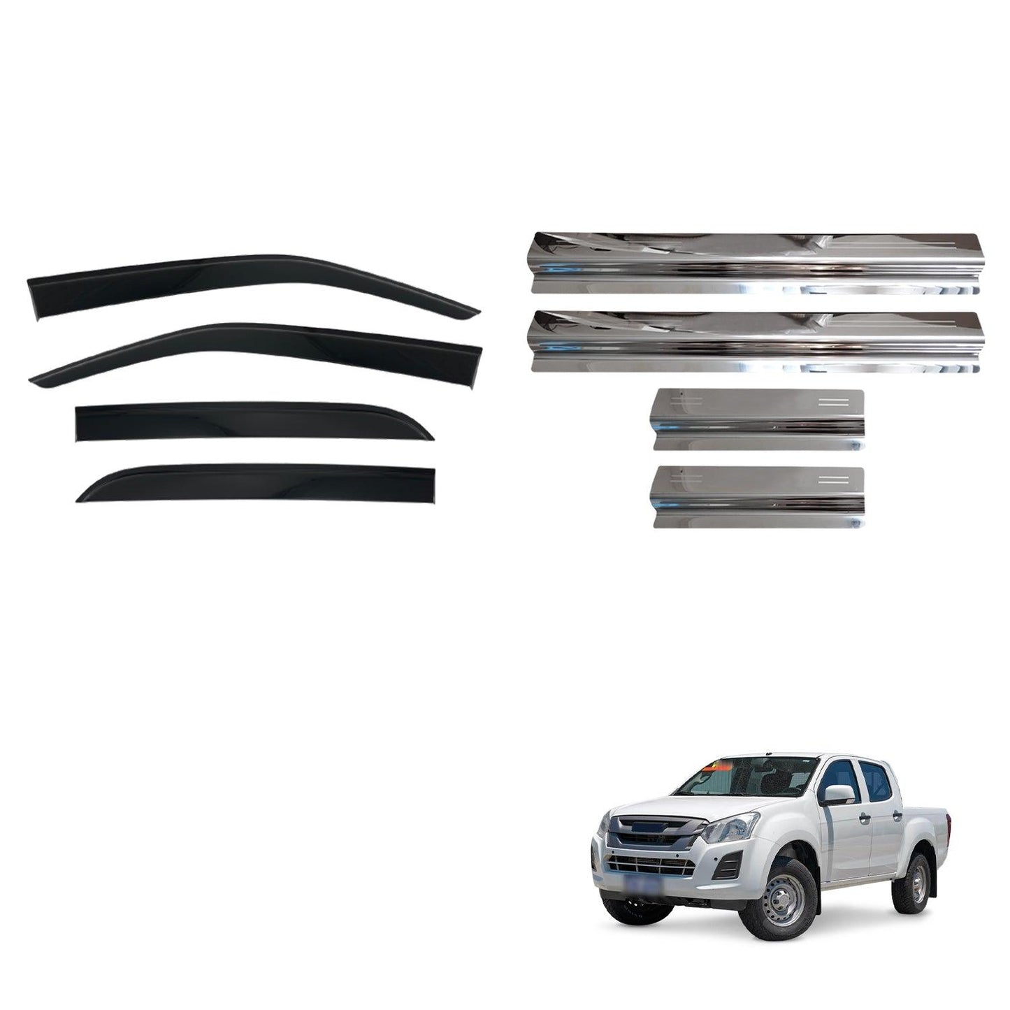 Pre-order Injection Weather Shields & Door Sill Protector For ISUZU DMAX D-MAX Dual Cab 2020-Onwards