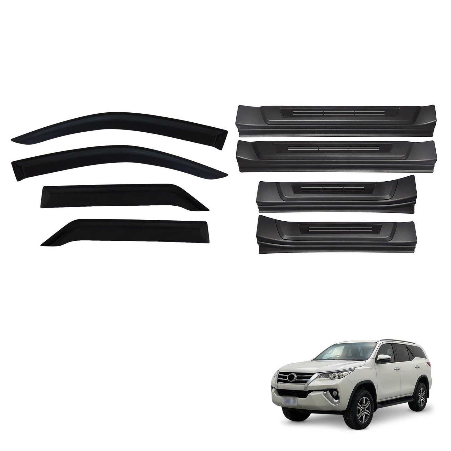 Injection Weather Shields & Door Sill Protector for Toyota Fortuner 2015-Onwards