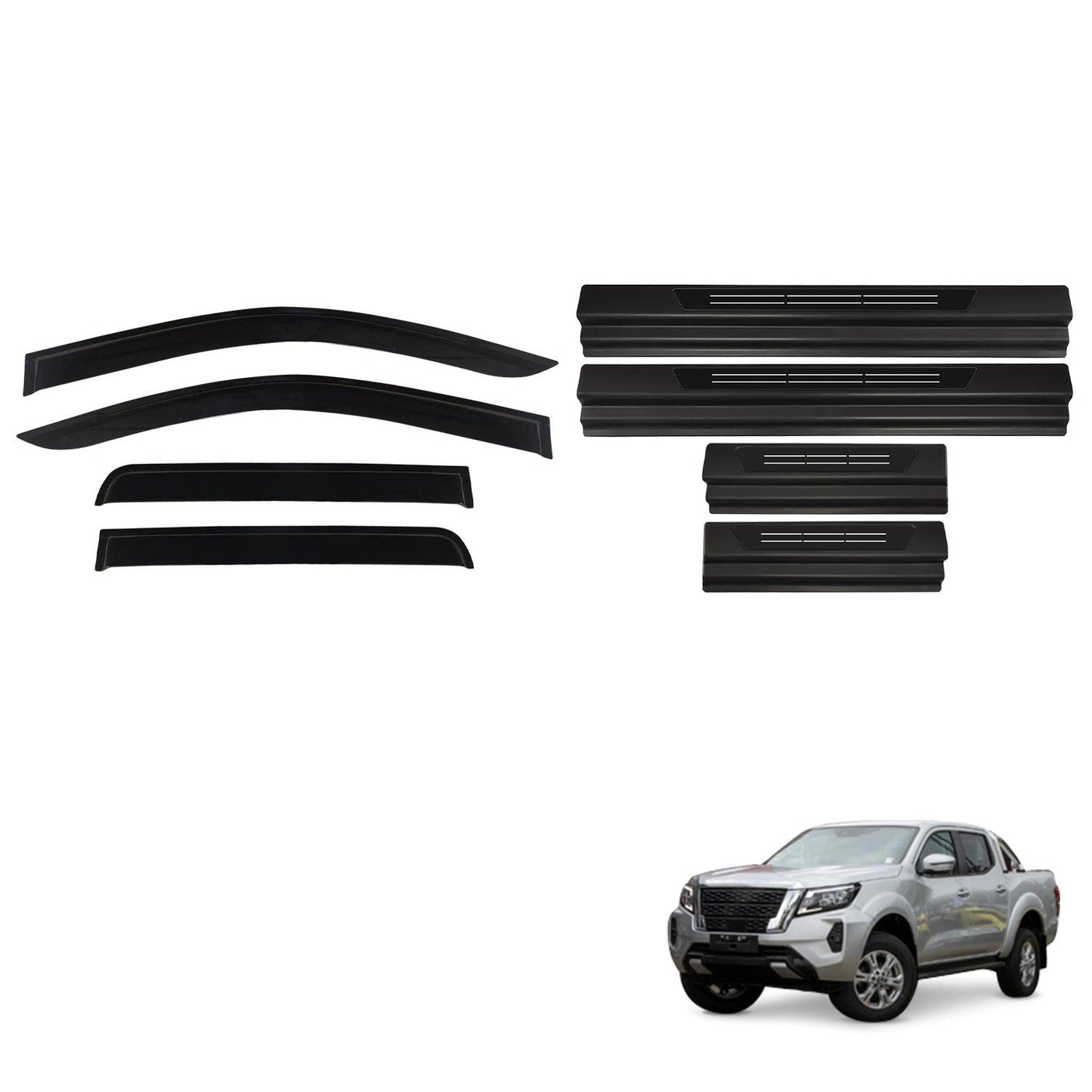 Injection Weather Shields & Door Sills Protector for Nissan Navara NP300 D23 Dual Cab