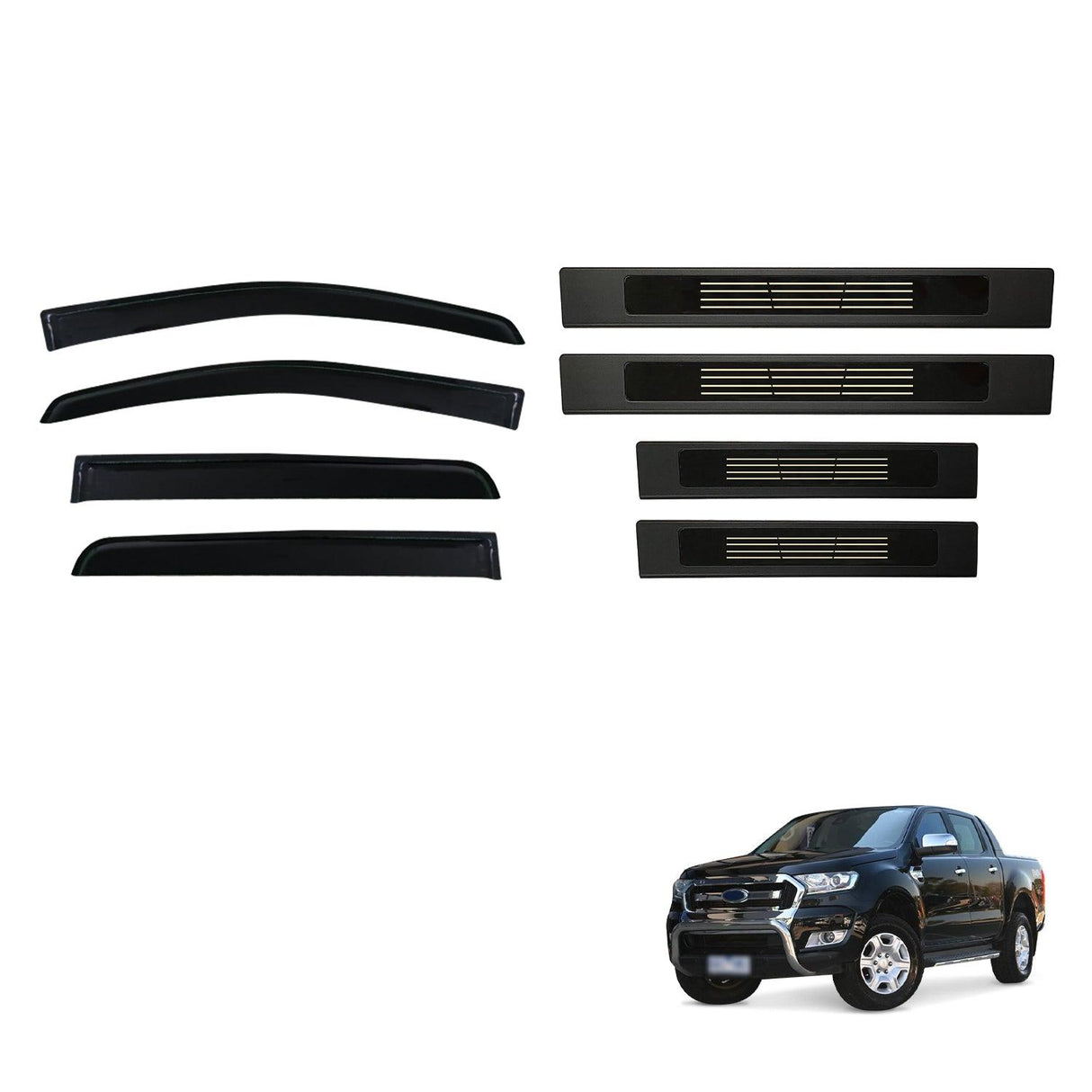 Weather Shields & Door Sill Protector For Ford Ranger Dual Cab 2011-2022