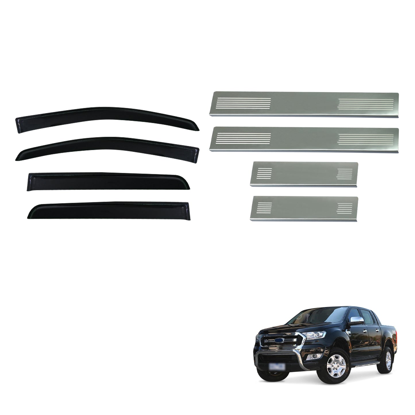 Pre-order Injection Weather Shields & Door Sill Protector For Ford Ranger Dual Cab 2011-2022