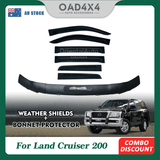 Bonnet Protector & Widened Luxury Weather Shields For Toyota Landcruiser 200 Series 2007-2015 6PCS