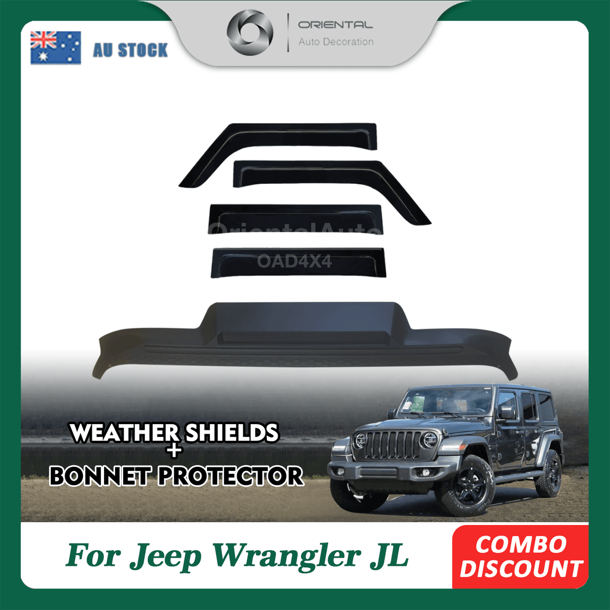 Bonnet Protector & Widened Luxury Weathershield for Jeep Wrangler JL Series 2018-Onwards 4PCS