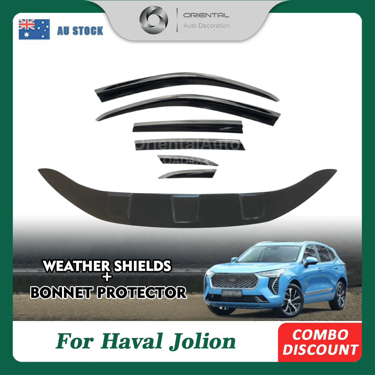 Bonnet Protector & Stainless Edge Weather Shields for Haval Jolion 2021-2024