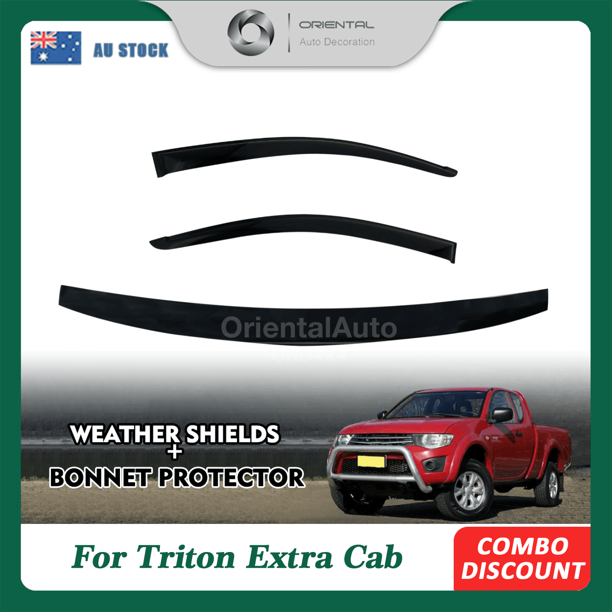 Bonnet Protector & Weather Shields for Mitsubishi Triton ML MN Extra Cab 2006-2015 2PCS