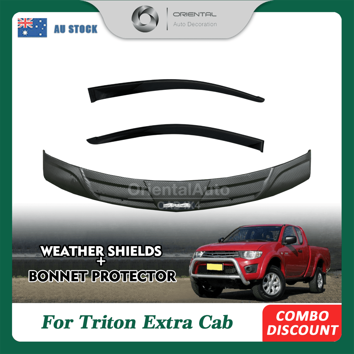 Bonnet Protector & Weather Shields for Mitsubishi Triton Extra Cab 2006-2015