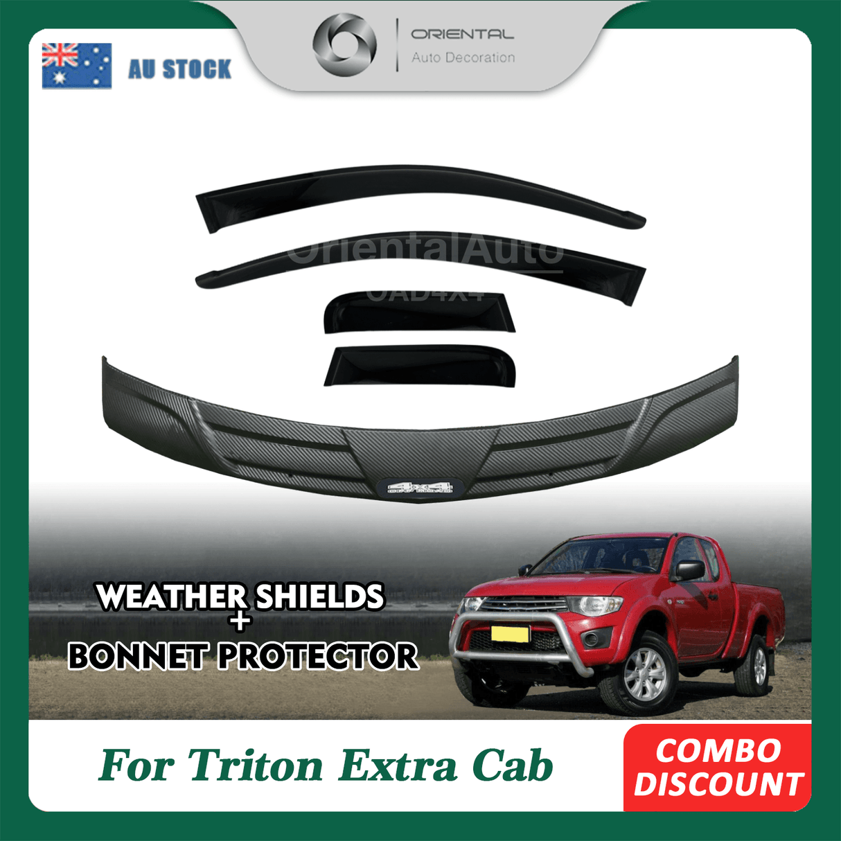 Bonnet Protector & Weather Shields for Weathershield for Mitsubishi Triton Extra Cab 2006-2015