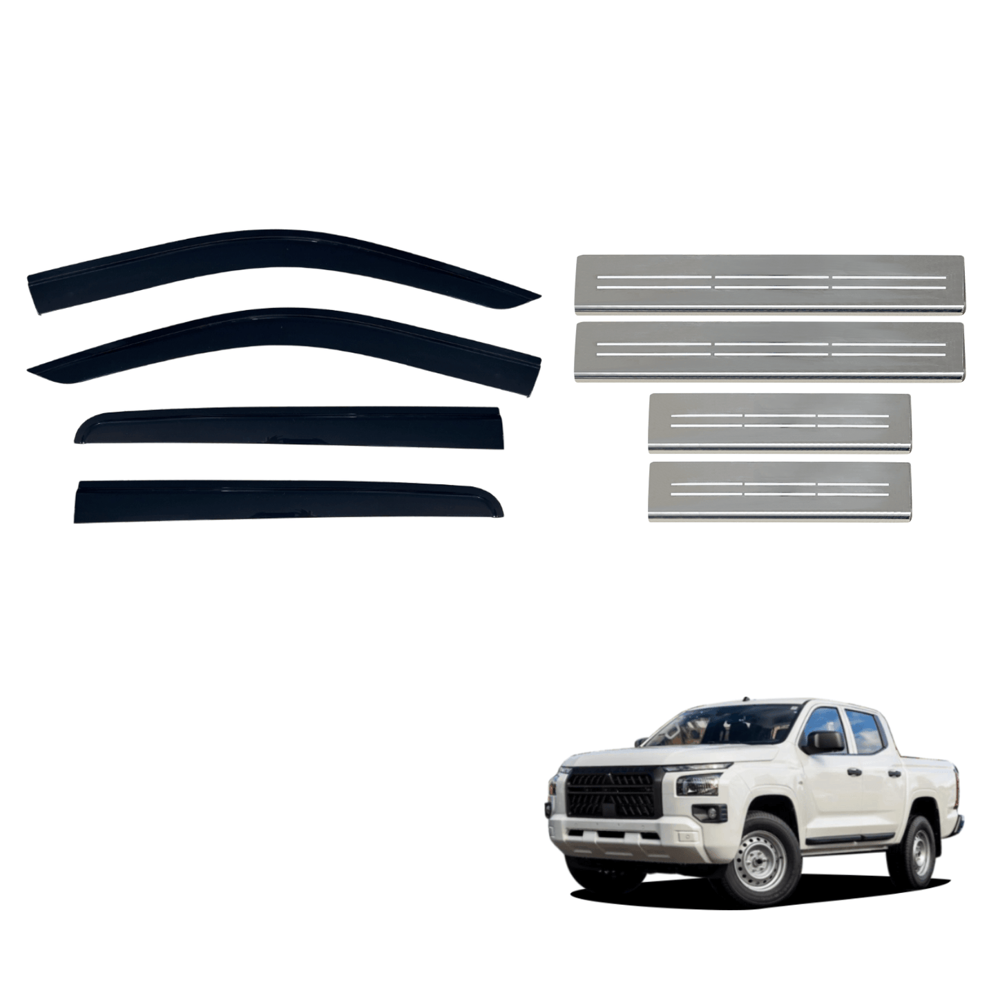 Injection Weather Shields & Door Sill Protector for Mitsubishi Triton MV All-New Dual Cab 2024-Onwards