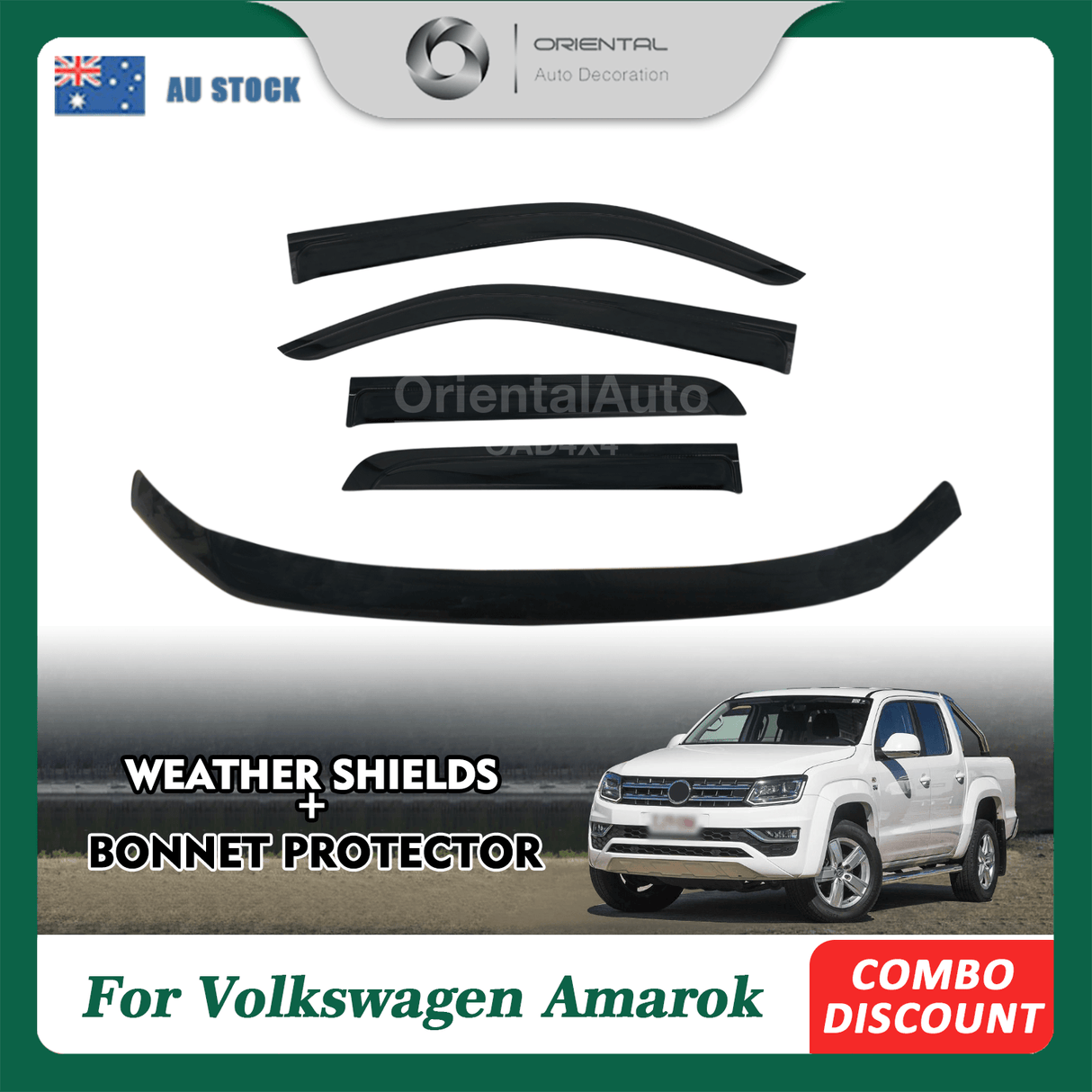 Bonnet Protector & Weather Shields for Volkswagen Amarok 2H Series Dual Cab 2009-2022