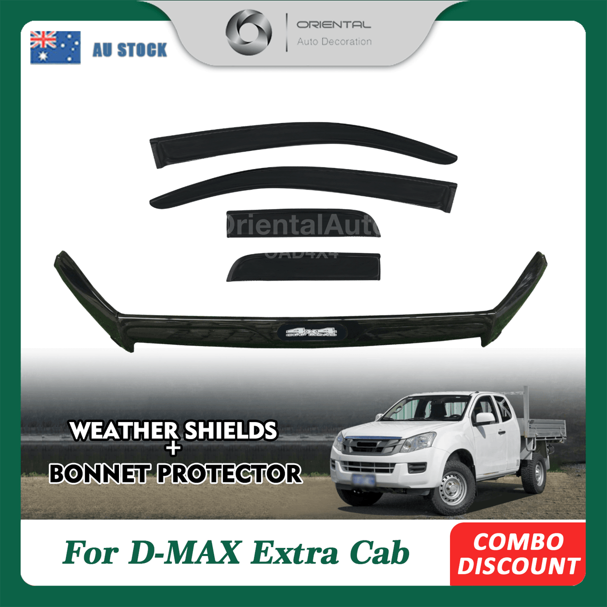 Bonnet Protector & Weather Shields for ISUZU DMAX D-MAX Extra Cab 2012-2016