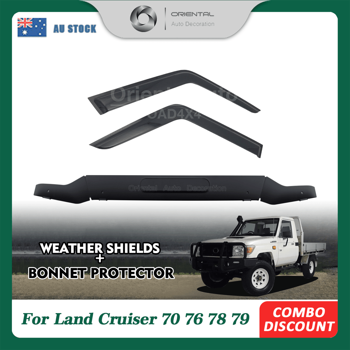 Bonnet Protector & Weather Shields for Toyota Land Cruiser 70 76 78 79 Series UTE 2007-2023