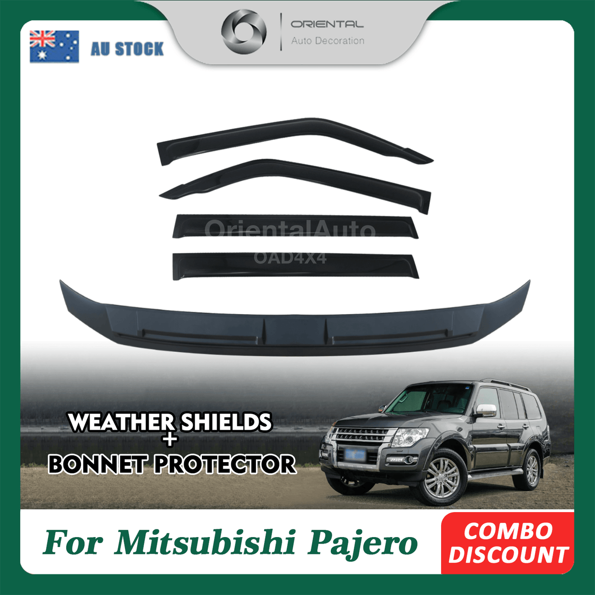 Bonnet Protector & Weather Shields for Mitsubishi Pajero 2007-2020