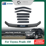 Bonnet Protector & Widened Luxury Weather Shields for Toyota Land Cruiser Prado 150 2013-2017 6PCS