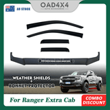 Bonnet Protector & Luxury Weather Shields for Ford Ranger Extra Cab Next-Gen 2022-Onwards