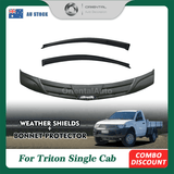 Bonnet Protector & Weather Shields for Mitsubishi Triton Single Cab 2006-2015 With Extended Mirror