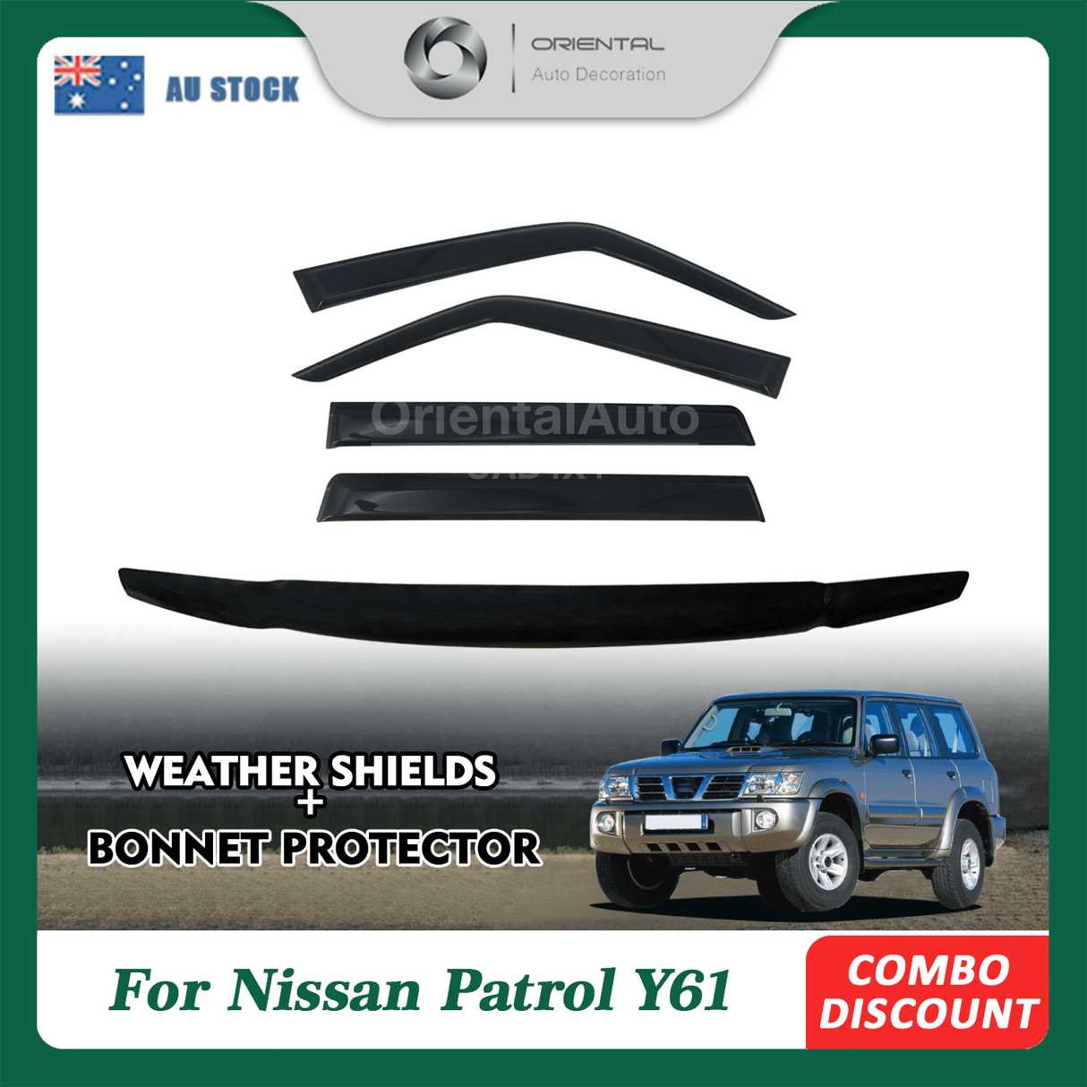 Bonnet Protector & Weather Shields for Nissan Patrol Y61 1998-2004