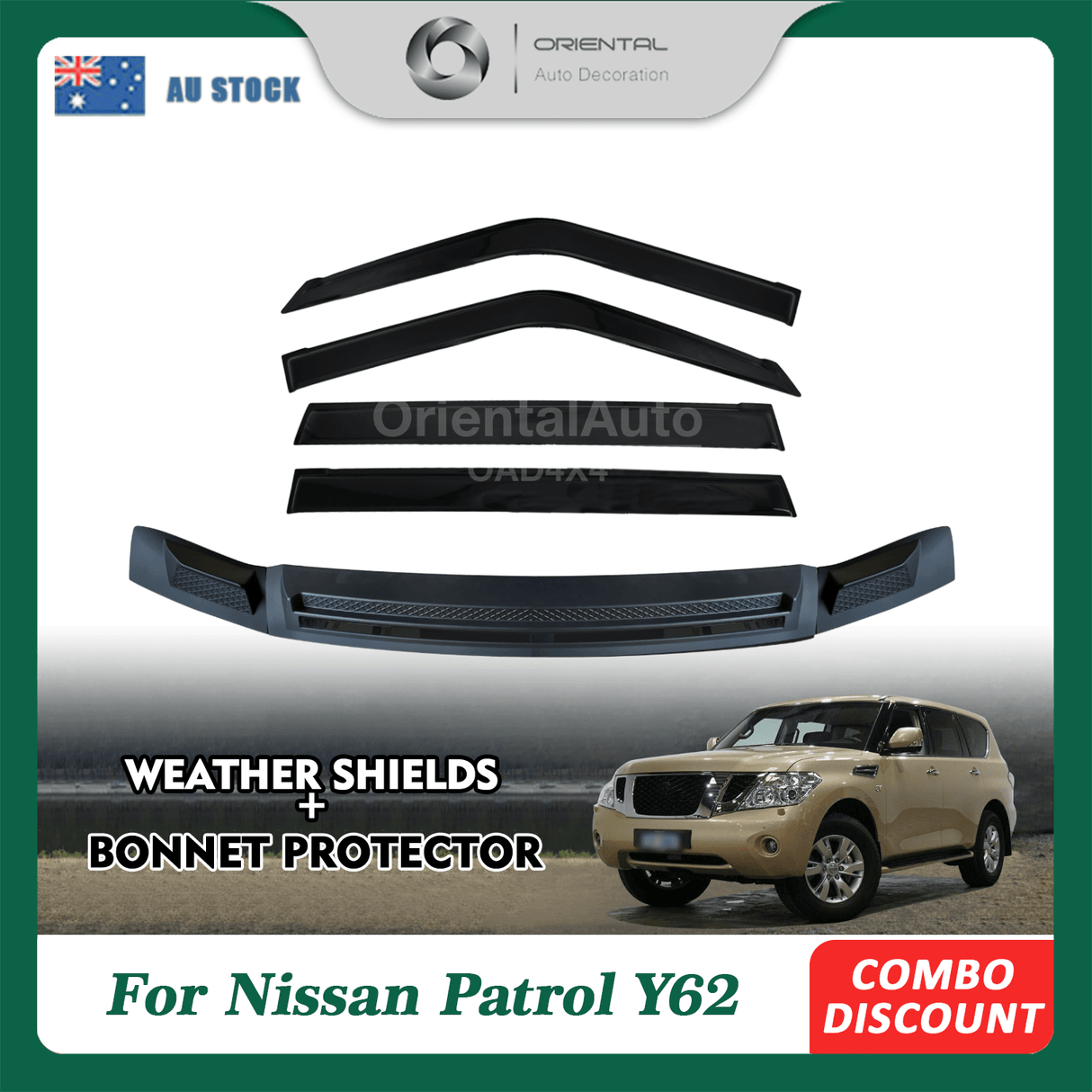 Bonnet Protector & Weather Shields for Nissan Patrol Y62 2012-2019