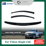 Bonnet Protector & Weather Shields for Mitsubishi Triton ML MN Single Cab 2006-2015 With Extended Mirror