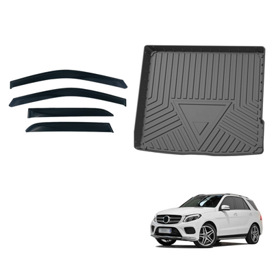 Premium Weathershields & 3D TPE Cargo Mat for Mercedes Benz GLE-CLASS W166 2015-2019 Weather Shields Window Visor Boot Mat