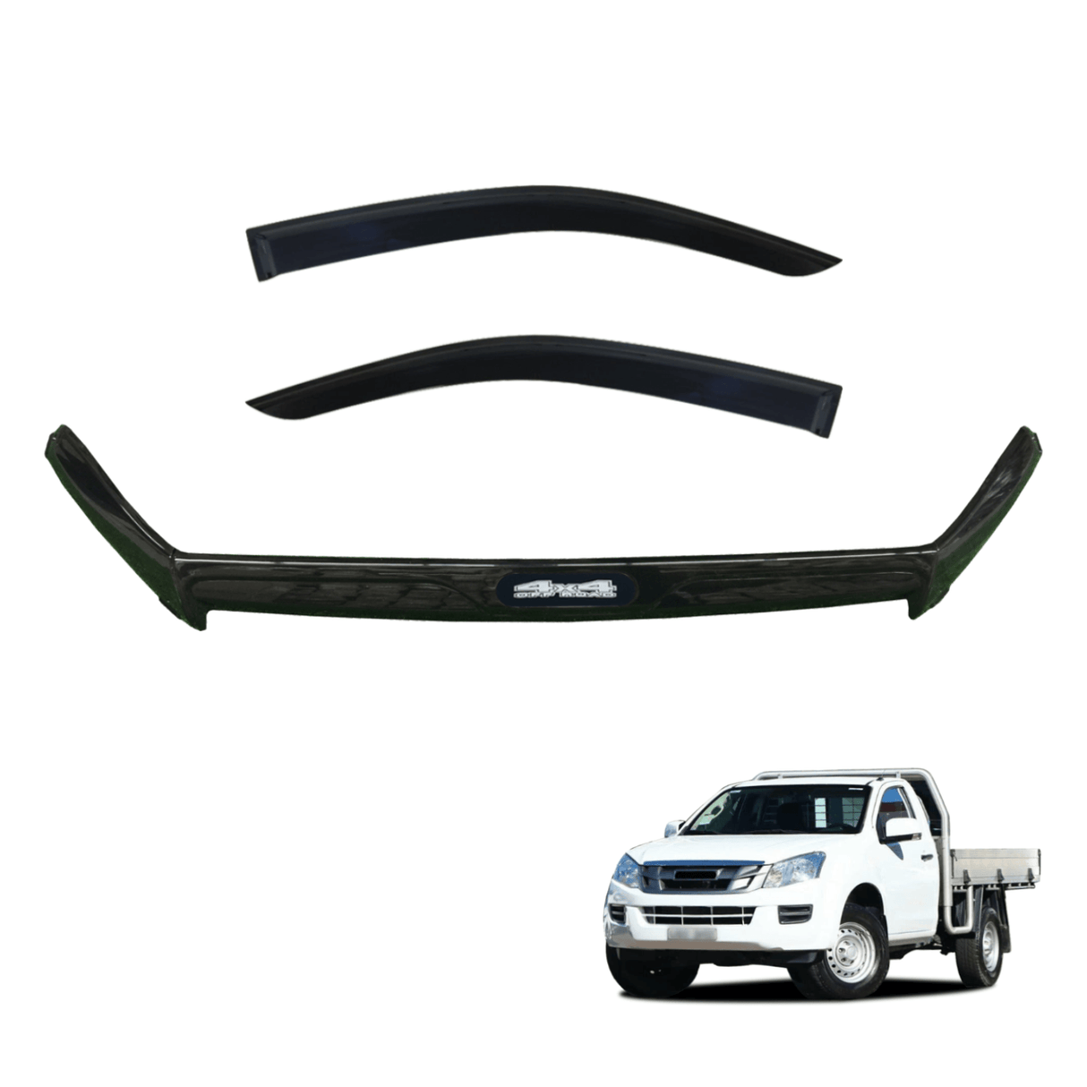 Bonnet Protector & Injection Weather Shields for ISUZU DMAX D-MAX Single / Extra Cab 2012-2016