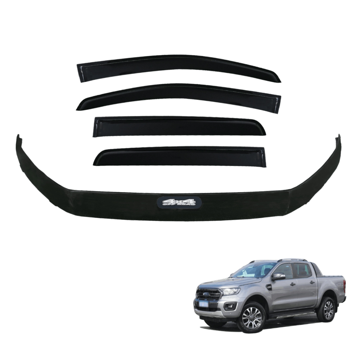 Bonnet Protector & Injection Weather Shield for Ford Ranger Dual Cab 2016-2022