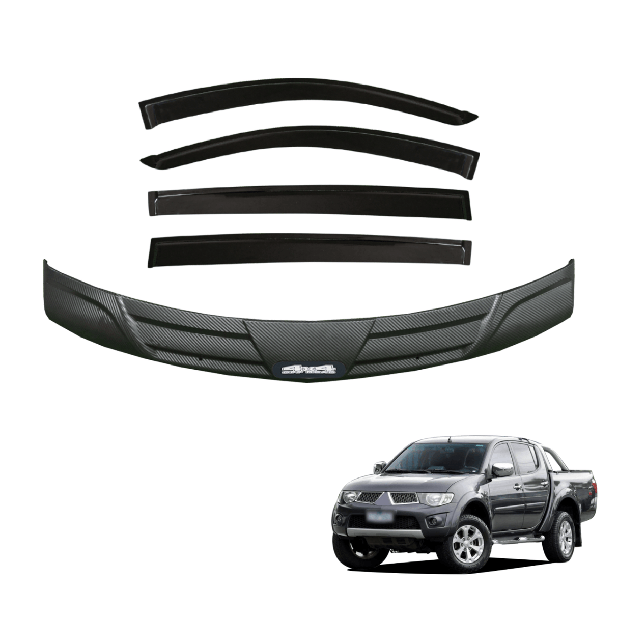 Bonnet Protector & Injection Weather Shield for Mitsubishi Triton Dual Cab 2006-2015