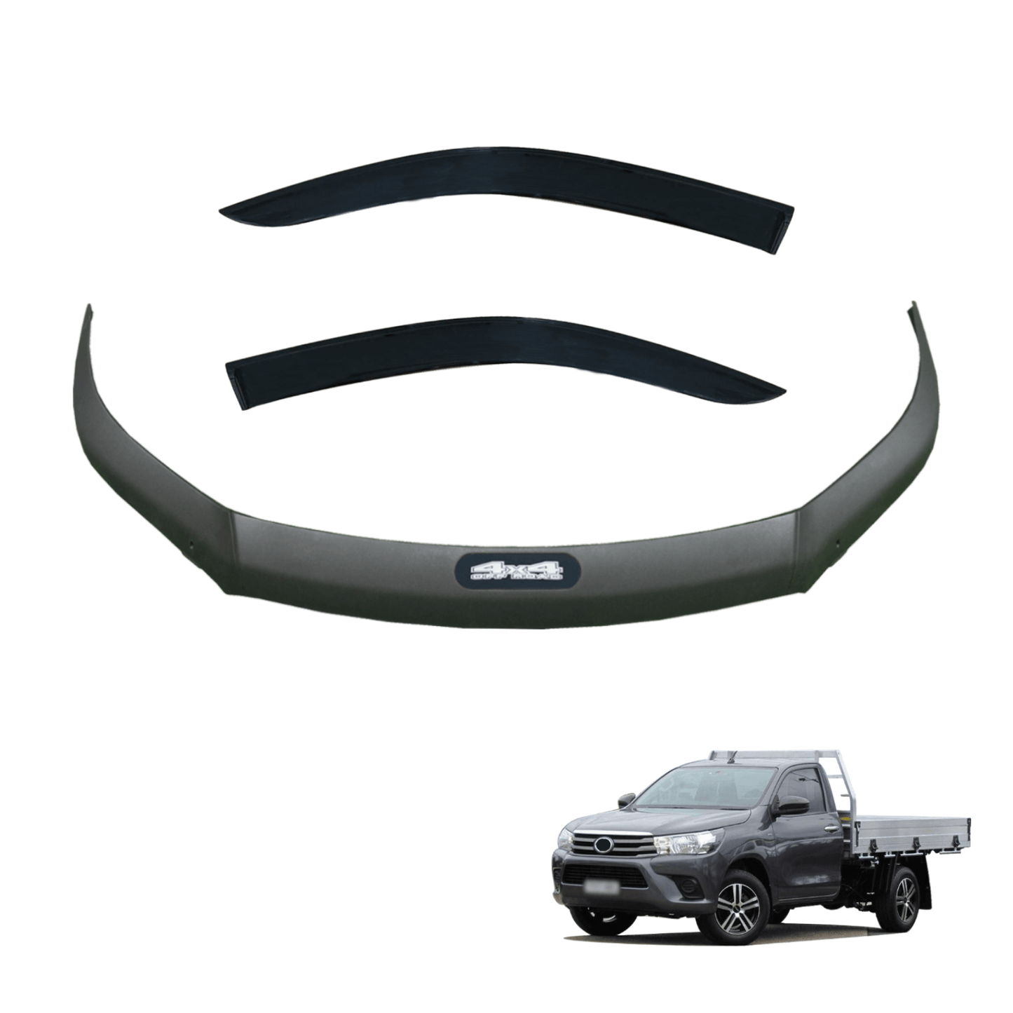 Bonnet Protector & Injection Weather Shield for Toyota Hilux Single / Extra Cab 2015-2020 2PCS