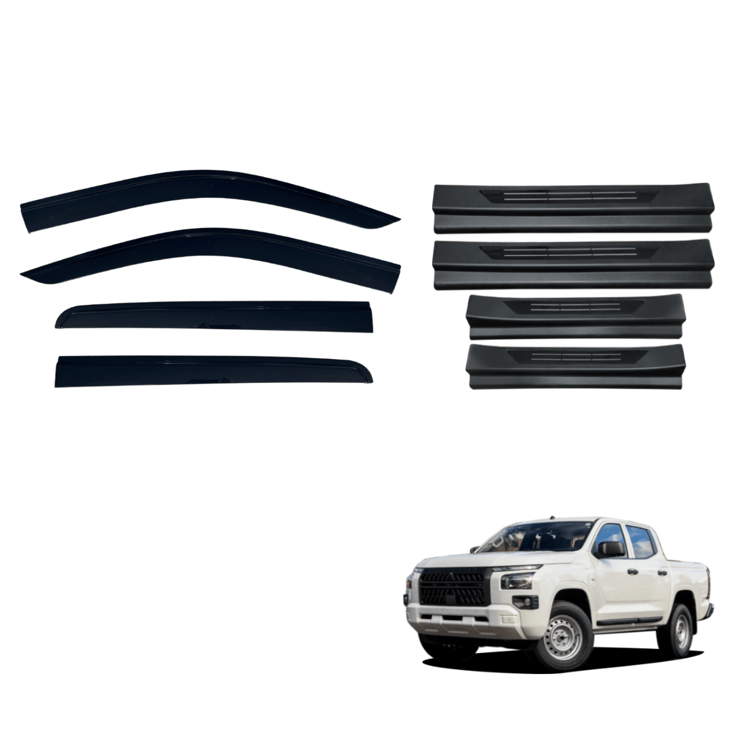 Injection Weather Shields & Door Sill Protector for Mitsubishi Triton MV All-New Dual Cab 2024-Onwards