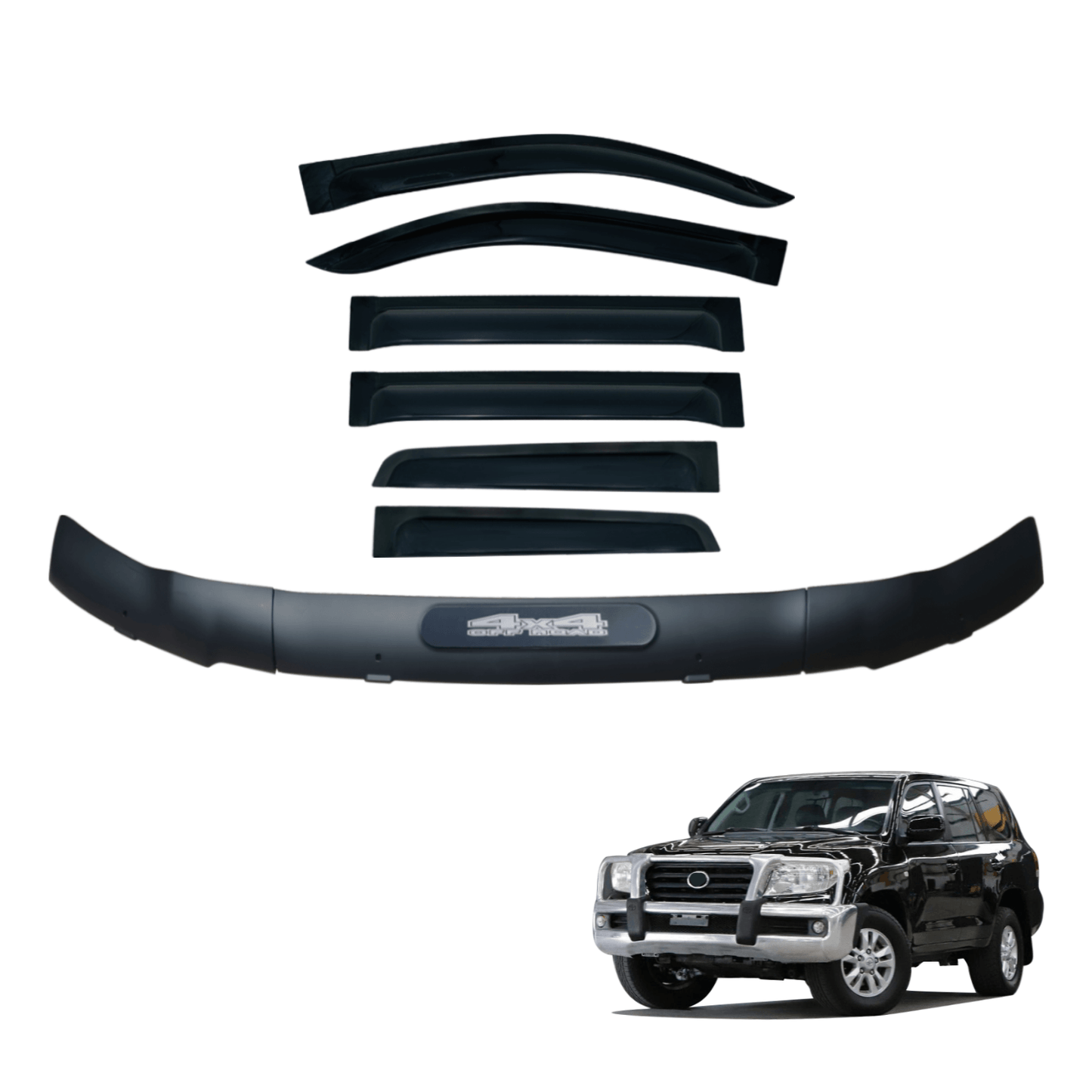 Bonnet Protector & Widened Luxury Weather Shields For Toyota Landcruiser 200 Series 2007-2015 6PCS