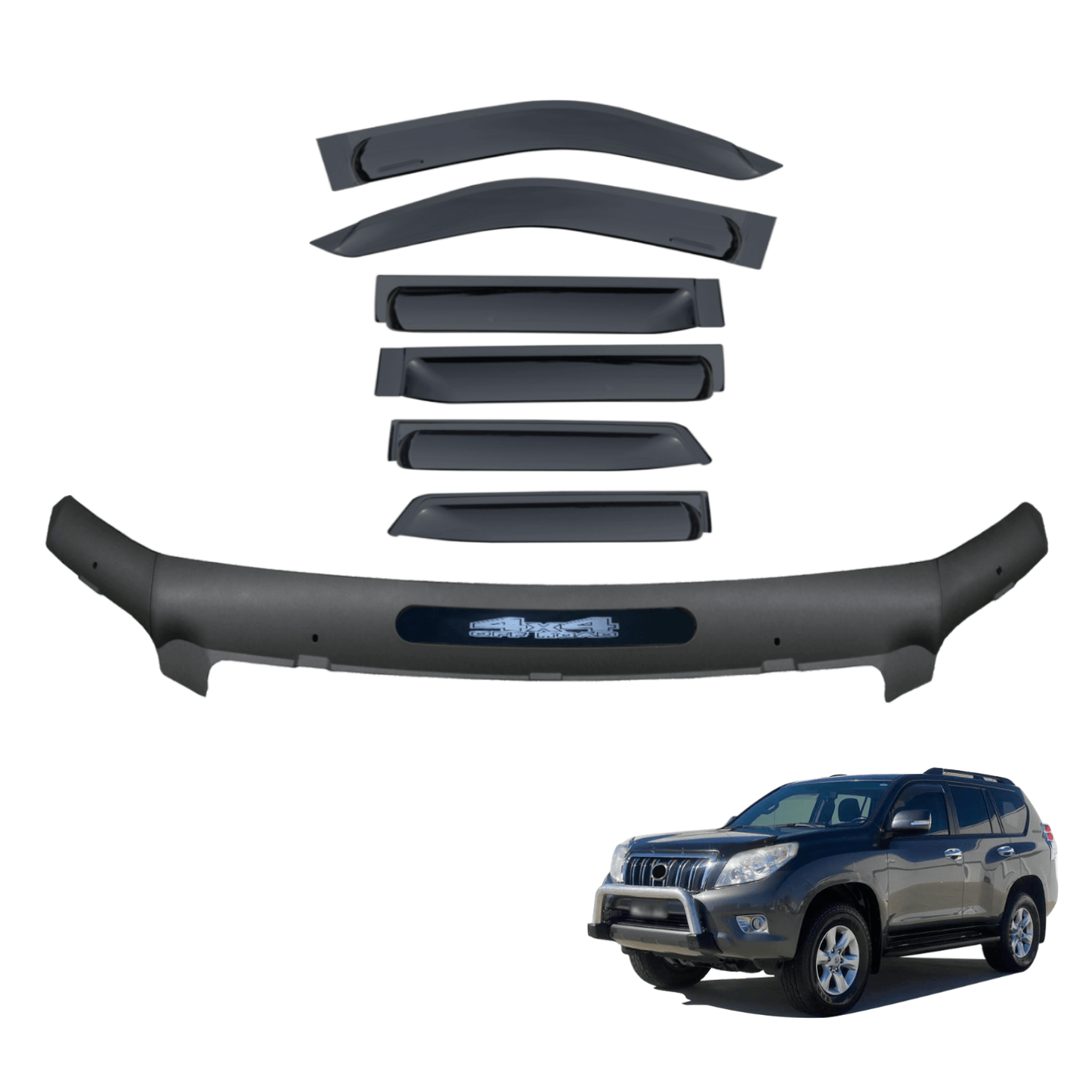 Bonnet Protector & Widened Luxury Weather Shields for Toyota Landcruiser Prado 150 2010-2013 6PCS