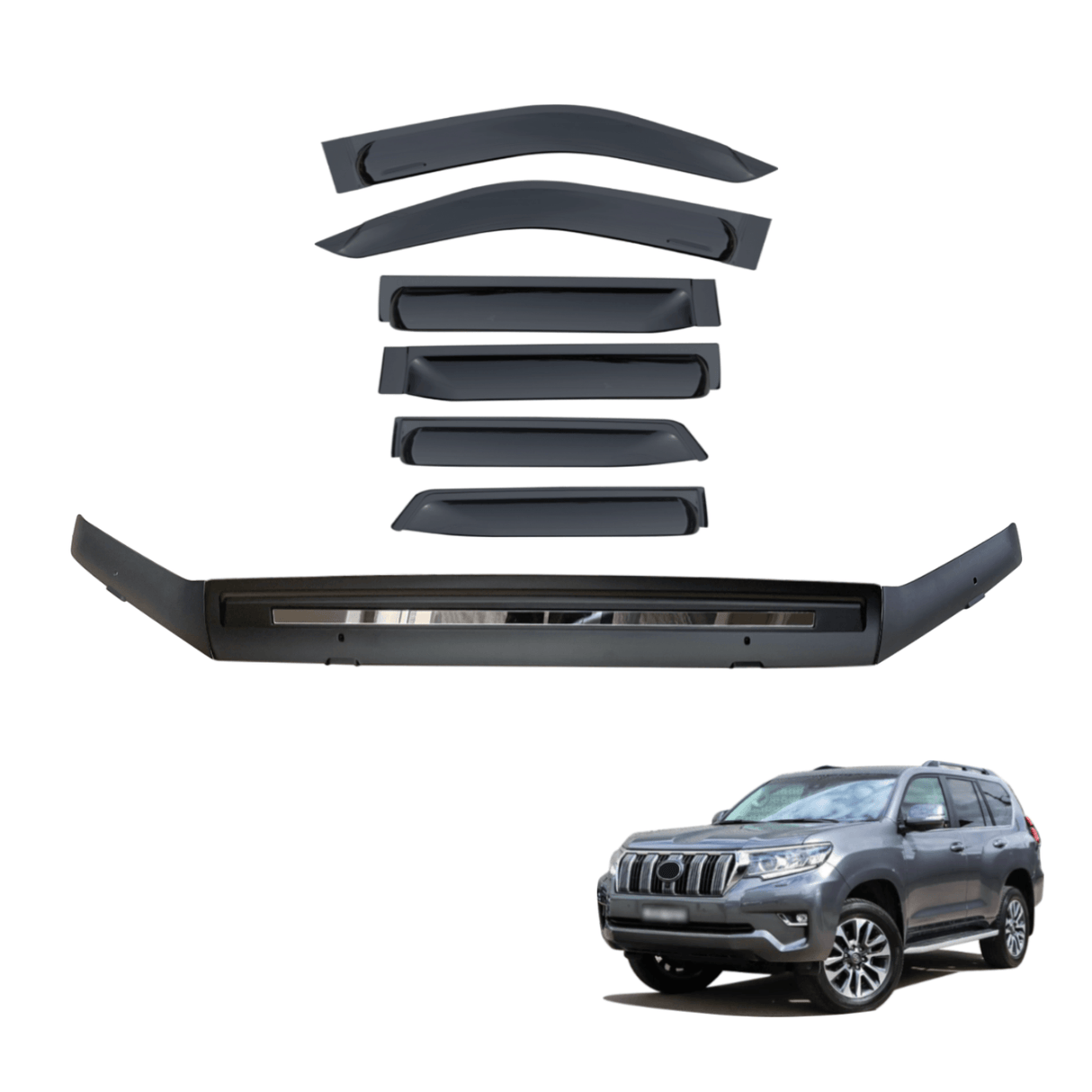 Bonnet Protector & Widened Luxury Weather Shields for Toyota Land Cruiser Prado 150 2018-Onwards 6PCS