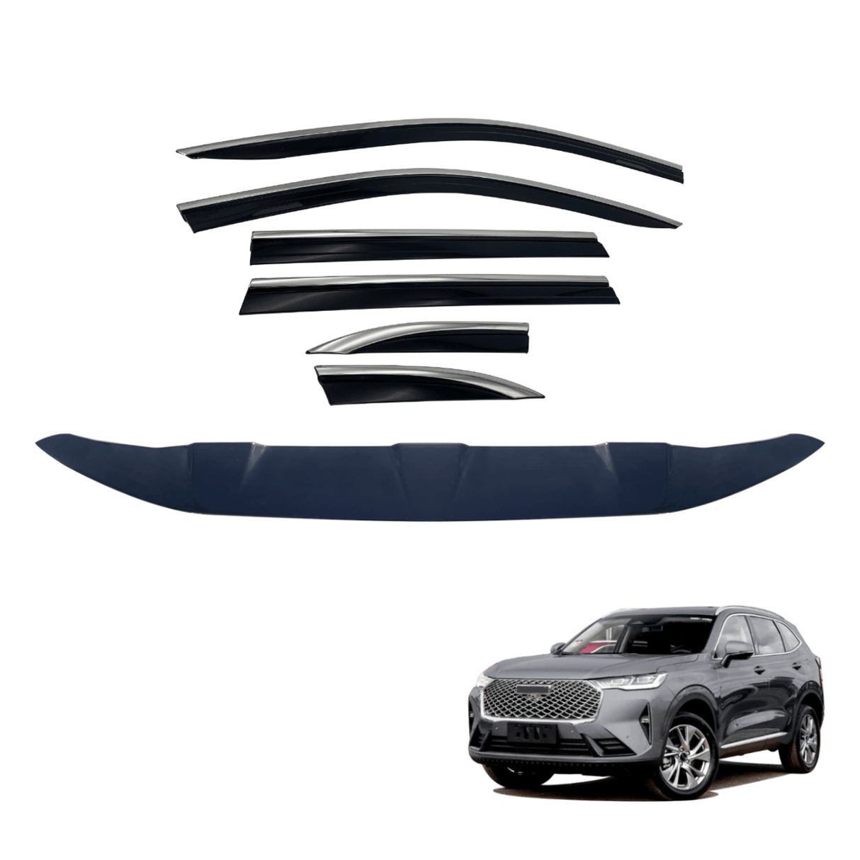 Bonnet Protector & Stainless Edge Weather Shields for Haval B01 Series H6 2021-Onwards