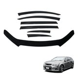 Bonnet Protector & Luxury 6pcs Weathershields Weather Shields Window Visor for Holden Commodore VF Wagon 2013-2016