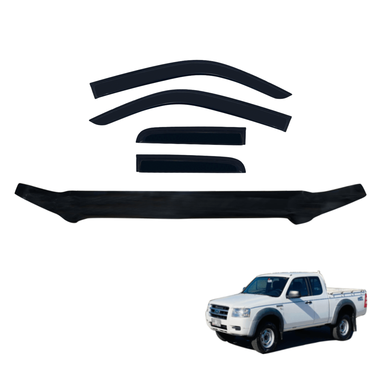 Bonnet Protector & Weather Shields for Ford Ranger PJ Series Extra Cab 2007-2009