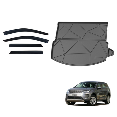 Luxury Weathershields & 3D TPE Cargo Mat for Land Rover Discovery Sport 2015-Onwards 5 Seats Weather Shields Window Visor Boot Mat