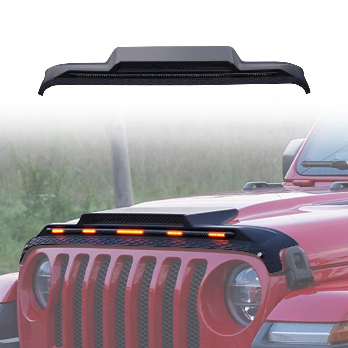 Bonnet Protector with LED Lights for Jeep Wrangler JL 4D 2018-Onwards