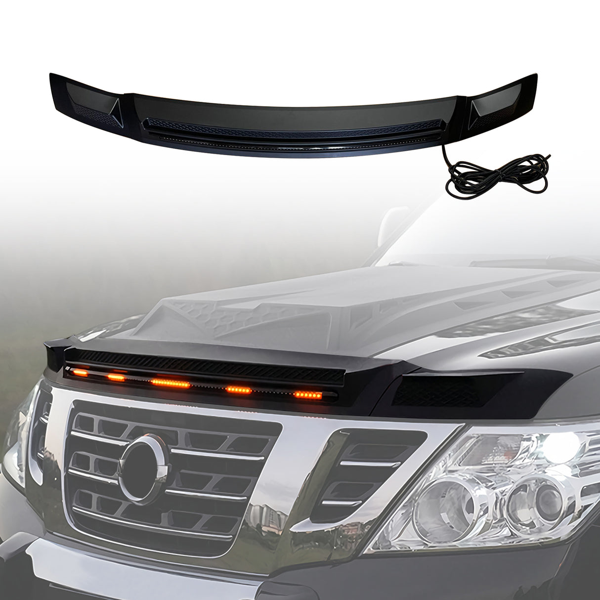 Bonnet Protector with LED Lights for Nissan Patrol Y62 2012-2019