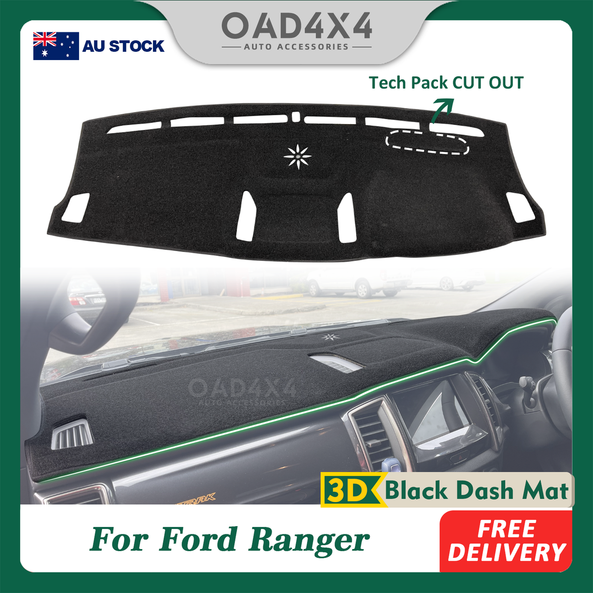 Dash Mat for Ford Ranger Wildtrack / Raptor 2015-2022