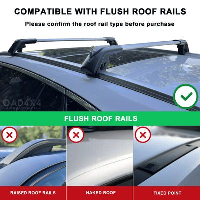 1 Pair Universal Aluminum Cross Bar Roof Rack Clamp in Flush Rail 121-135CM