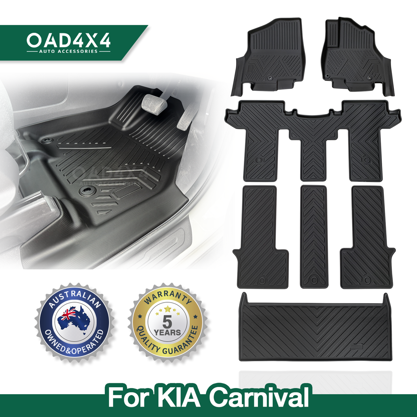 5D TPE Car Floor Mats for KIA Carnival KA4 Series 2020-Onwards