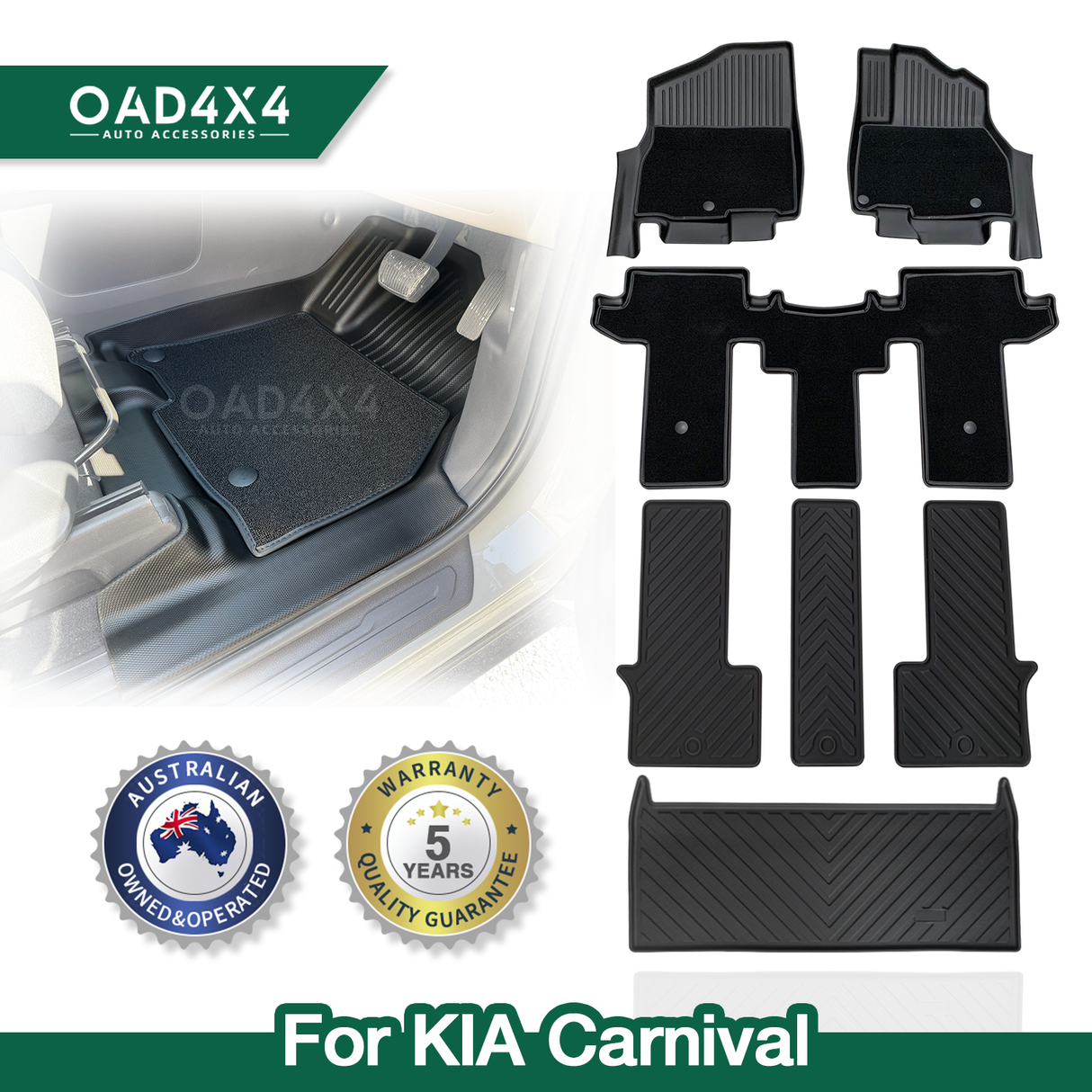 5D Double-Layer Car Floor Mats for KIA Carnival KA4 Series  2020-Onwards