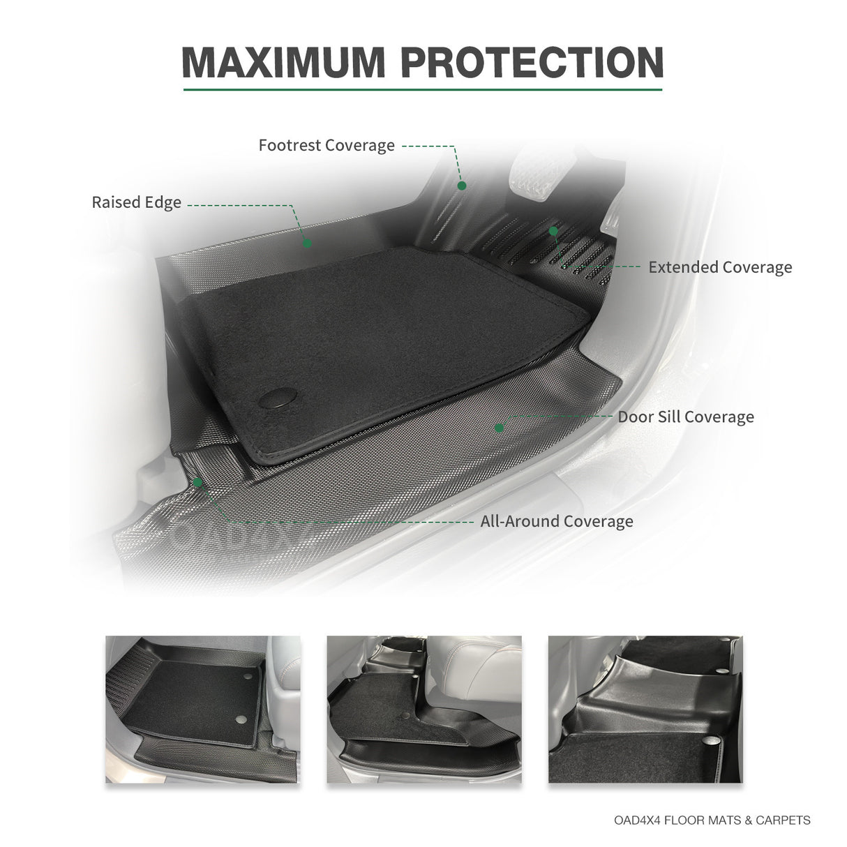 5D Double-Layer Car Floor Mats for Nissan Patrol Y62 2012-Onwards