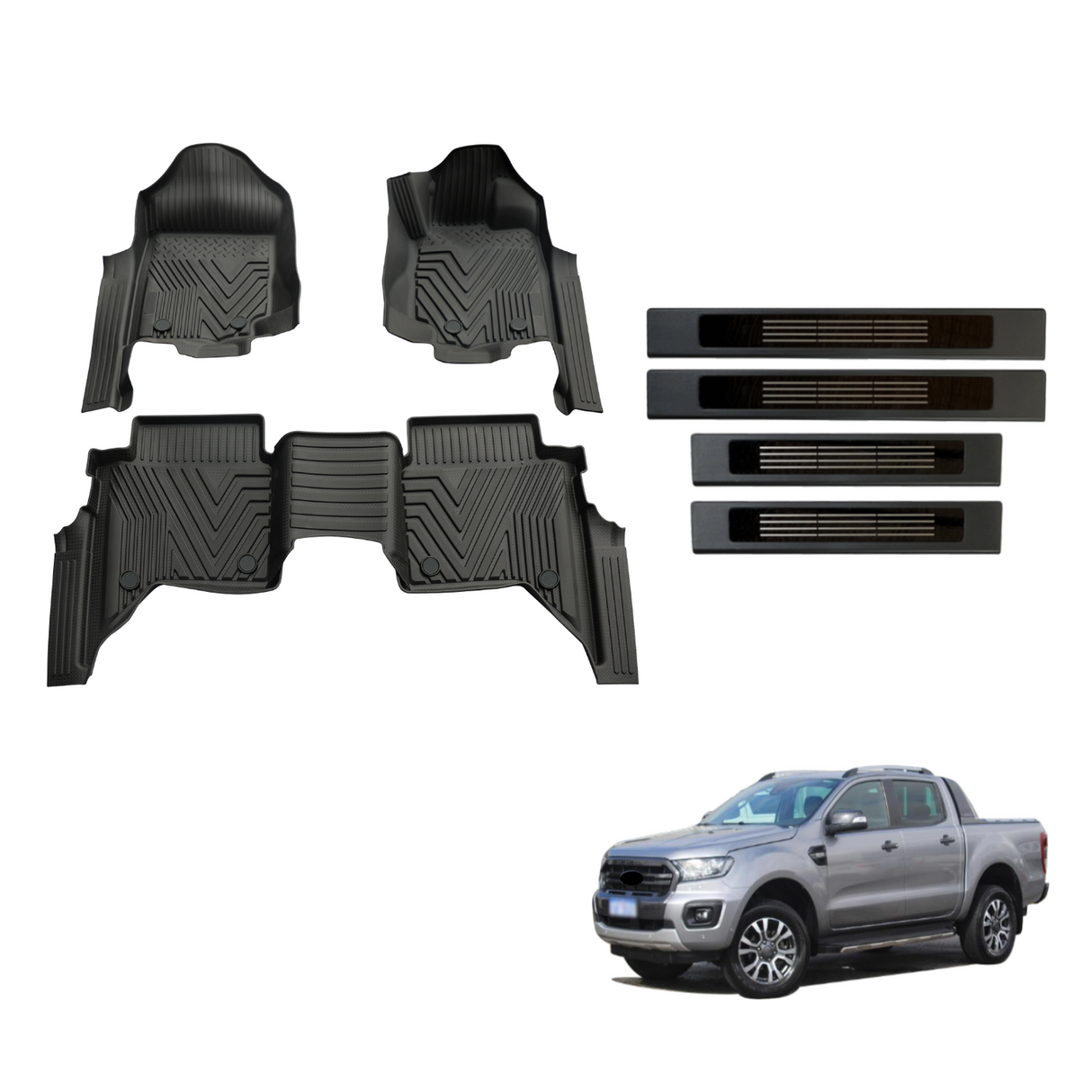 Floor Mats & Door Sill Protector for Ford Ranger Dual Cab 2011-2022