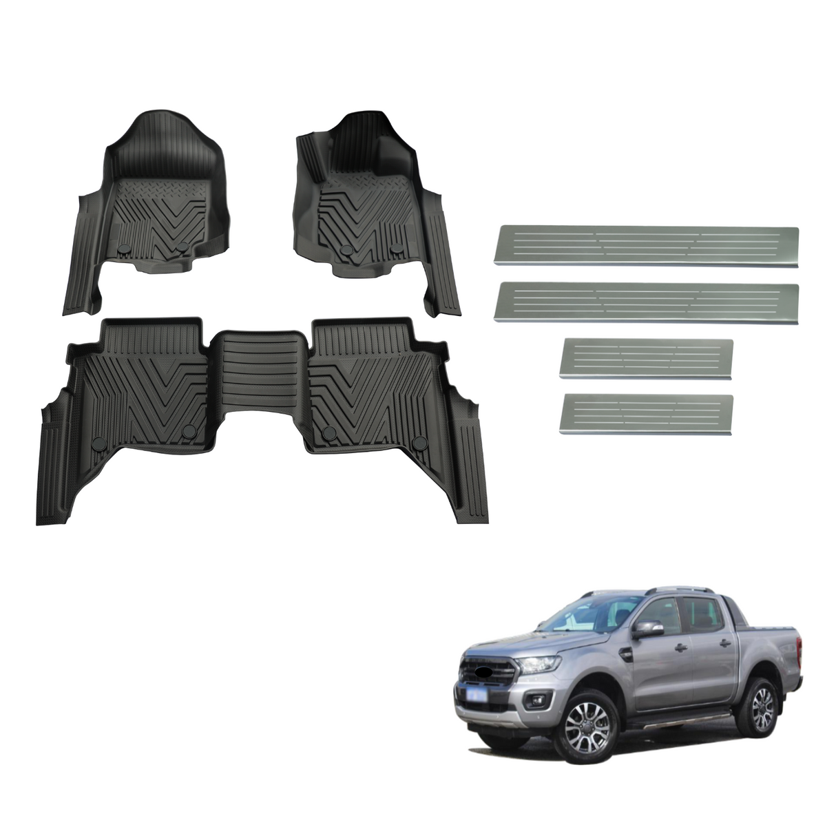 Floor Mats & Door Sill Protector for Ford Ranger Dual Cab 2011-2022